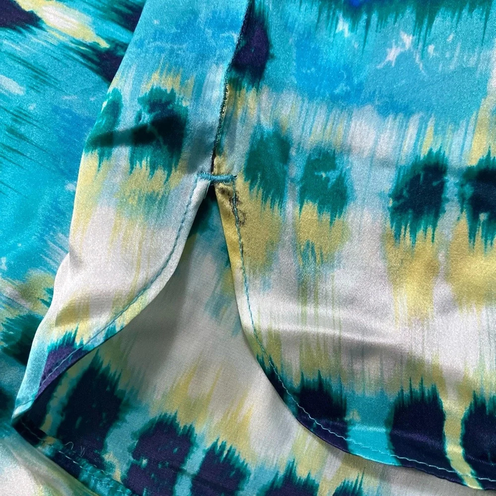 Banana Republic Blue and Yellow Watercolor midi skirt - Picture 7 of 8